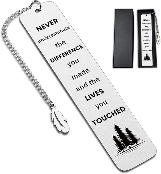 never underestimate the difference you made Inspirational Engraved Bookmark Thank You Reading Bookmark Clip for Women Men Friends Coworker Boss Book Lovers Graduation Christmas Birthday Gifts