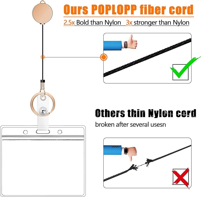 Retractable Lanyards for ID Badges and Keys, Cute Breakaway Teacher Lanyard with Badge Holders and Reels, Silicone Beaded Lanyard for Women, Nurses, Office with 2 Waterproof Card Holders