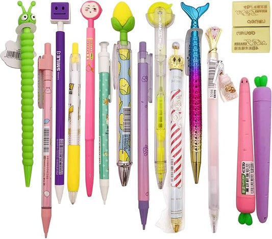 12 Cute Kawaii Mechanical Pencils With Erasers And Leading Refills Style Mixed
