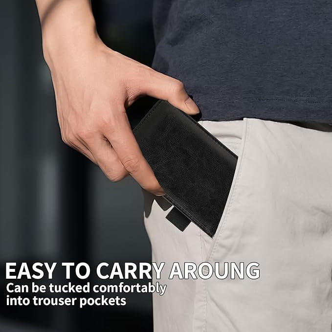 Camelmother 10 Pieces Small Notepad Holder Set Pocket Notebook 3 x 5 Inch with Pen Small notebooks note pads Leather Notepad (black plain)