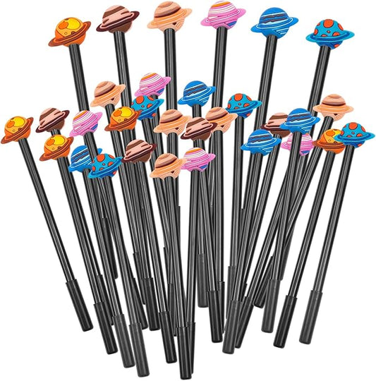 Cute Kawaii Pens, Cartoon Fun Pens Gel Ink Creative Planet Pens Novelty Cool Ballpoint Neutral Pens Office Back to School Supplies for Writing, Kids Teachers Gifts, Black Refill 0.5mm (Set of 30)