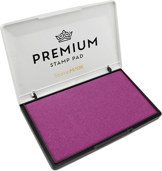 Premium Stamp Pad Large Size 3.5" x 6" - for Traditional Rubber Stamps - Felt Pad Magenta Purple Color