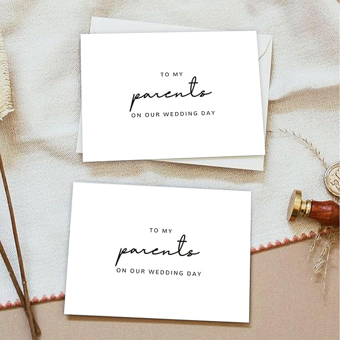 Set of 2 Wedding Day Card for Parents, Parents Of The Bride/Groom Gifts, To My Parents On Our Wedding Day.(Parents B)