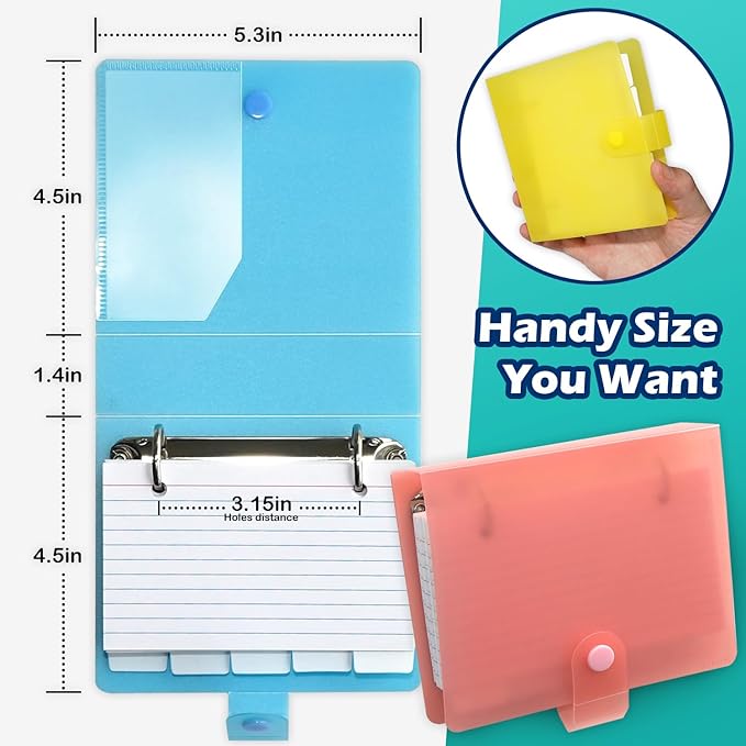 3x5 Lined Index Cards with Ring Binder Holder and Dividers, 100 Ruled Cards, White
