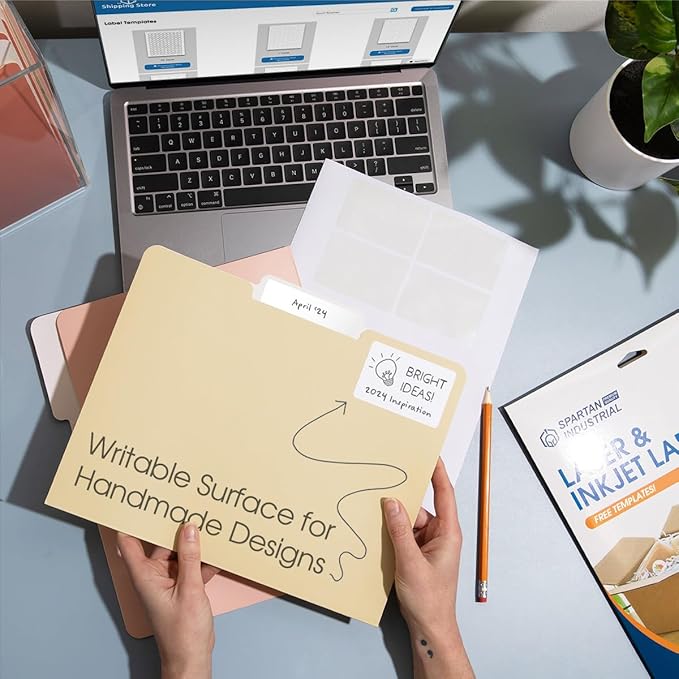 4.25" X 5.5" Matte White Shipping Labels Compatible with Inkjet and Laser Printers - 30 Sheets, 120 Total Printable Stickers for Mailing, Product Labeling, Organization - Spartan Industrial