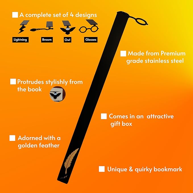 Owl Witch Wizard Bookmark Magic Metal Bookmark Beautiful Bookmark for Girls, Boys, Kids, Book Club Gift for Teacher Gift Lightning Bookmark Gifts Bookish Gifts for Book Lovers (4 Pack Gift Set)