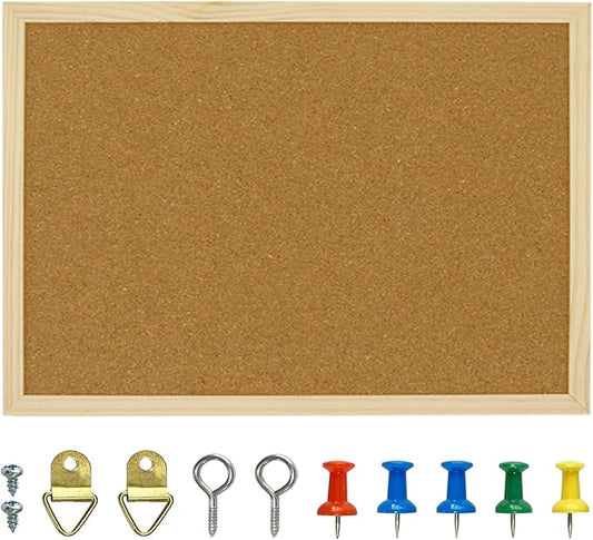 OWLKELA 17.7 X 13.3 Inch Cork Board Bulletin Board, Wall-Mounted Presentation, Message Notice Pin Board, Perfect for Office & Home Decor, School, Cubicle