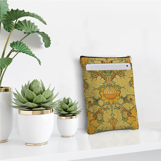 Vintage Flower Book Sleeve Book Lovers Gifts Autumn Style Waterproof Book Cover Book Accessories Book Covers for Paperbacks Book Pouch Book Protector with Front Pocket for Women Girls Readers Bestie