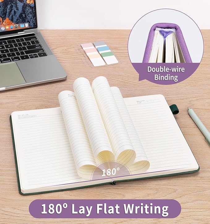 Lined Journal Notebook for Women Men, A5 Hardcover Leather Journals for Writing, 200 Pages Thick Paper, Daily Journal Notebook for Work, School, Note Taking, Business, Travel, College Ruled