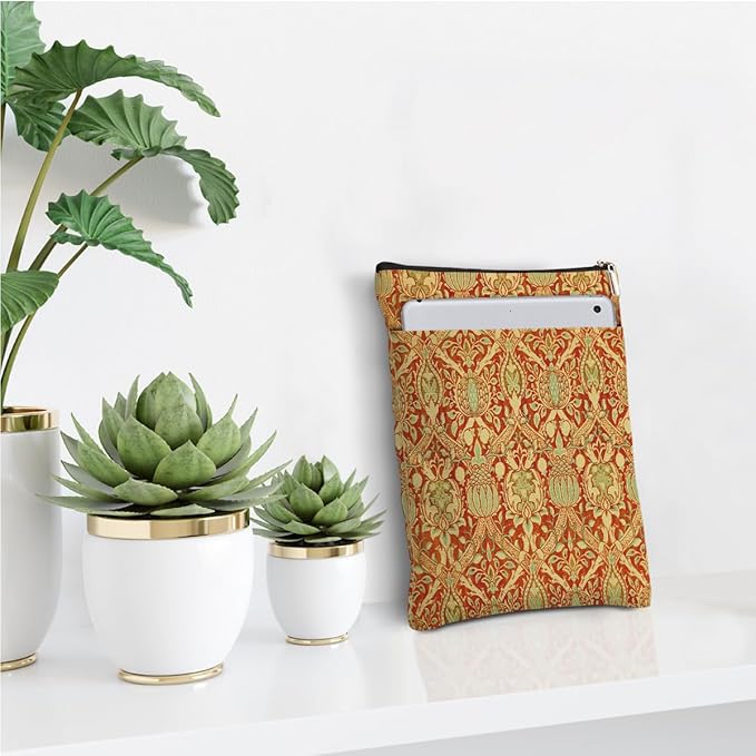 Vintage Flower Book Sleeve Book Lovers Gifts Autumn Style Waterproof Book Cover Book Accessories Book Covers for Paperbacks Book Pouch Book Protector with Front Pocket for Women Girls Readers Daughter