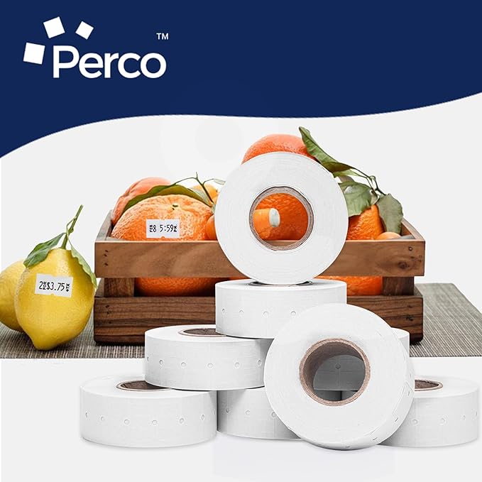 Perco 1 Line White Labels - 32 Rolls, 4 Sleeves, 32,000 Blank Price and Date Gun Labels for Perco 1 Line Price and Date Guns - Made in USA