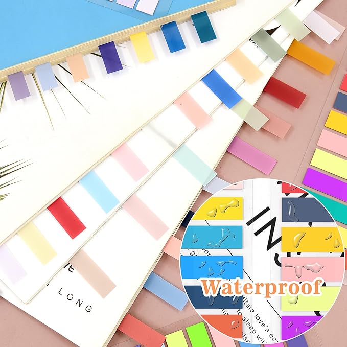 SIQUK 4200 Pieces Annotation Tabs Morandi Sticky Tabs for Annotating Books Tabs Transparent Page Markers Strip Page Flags Colored Tabs Writable and Repositionable Book Flags Tabs, 0.43 Inch