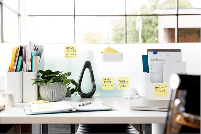 Post-it 100% Recycled Paper Super Sticky Notes, Canary Yellow, 3 in. x 3 in., 12 Sticky Note Pads, 70 Sheets per Pad, School Supplies and Office Products