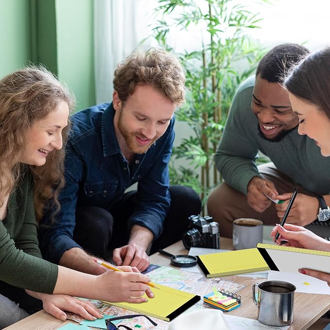 12 Pack Note Pads 5x8 Inch Small Yellow Legal Pads 5x8 In 50 Sheets Notepad College Ruled Small Writing Pads Perforated Pages Paper Pads 80GSM Recycled Paper Notepads for Home, Office, or School