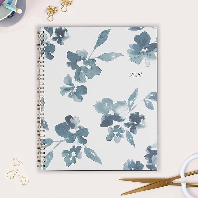 Blue Sky 2024 Weekly and Monthly Planner, January - December, 8.5" x 11", Frosted Cover, Wirebound, Bakah Blue (137261-24)