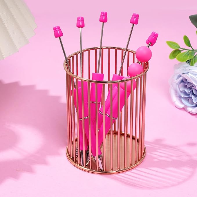 jiebor 30Pcs Hot Pink Beadable Pens Plastic Bead Pen Black Ink Ballpoint Pens Diy Pens Cute Cool Pens for Kids Girls Students Teacher Bridal Graduation Gift Office School Supplies