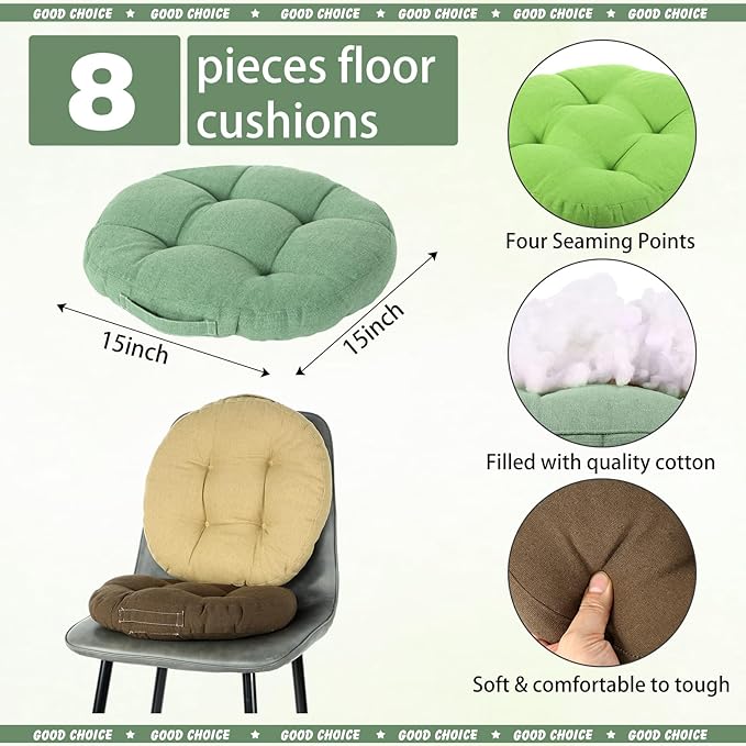 Gerrii 8 Pieces Floor Cushions for Kids Classroom Flexible Floor Seating Cushions Floor Pillows for Home School Kindergarten Daycare Nursery(Dark Color,Round)