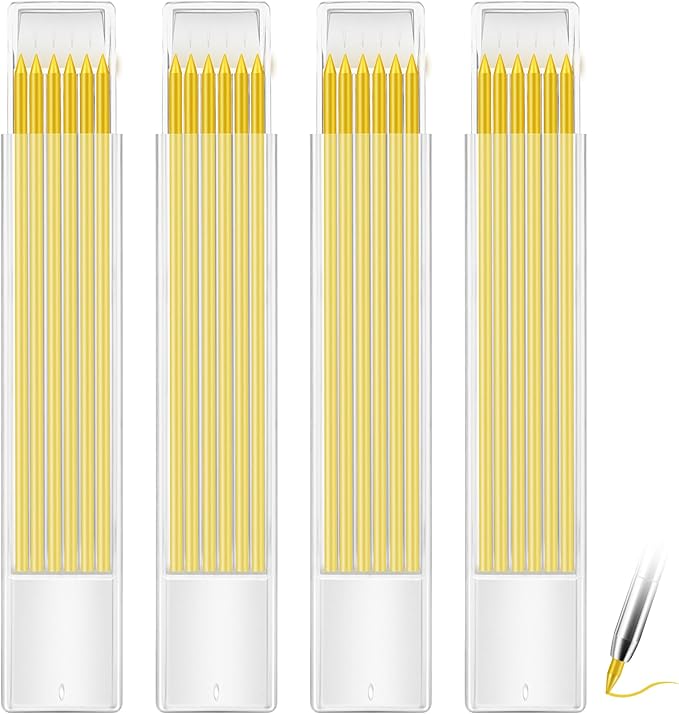 Hiboom 24 Pieces 2.8mm HB Refill for Carpenter Pencil, Study Long Lasting Pencil for Mechanical Pencil Woodworking Construction(Yellow)