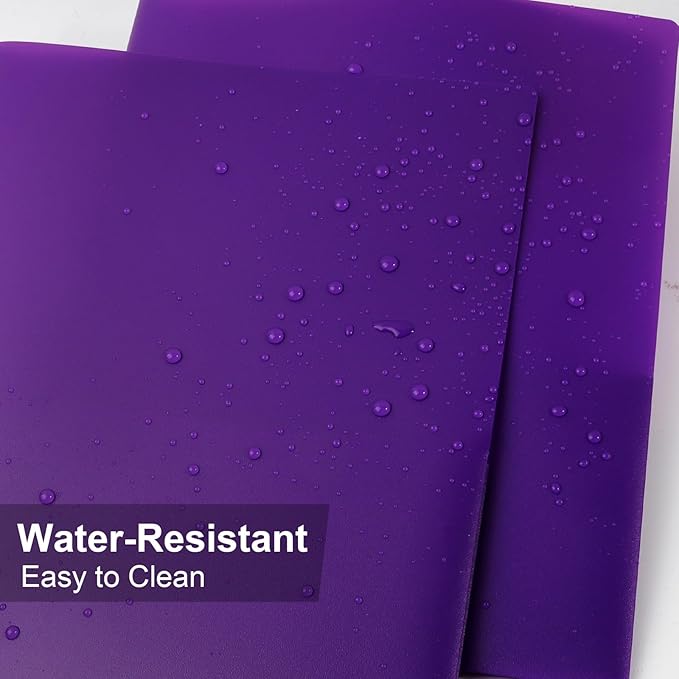 60-Pack Plastic Folders with Pockets,2-Pocket Poly Folders Holds 8-1/2" x 11" Paper for School/Office/Home, Purple