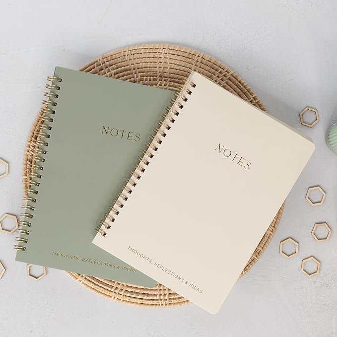 Aesthetic Spiral Notebook Set of 2 For Women and Men - Cute College Ruled 8x6 Bible Study Journal/Notebook with Pockets And Lined Pages - Perfect A5 Supplies to Stay Organized at Work or School