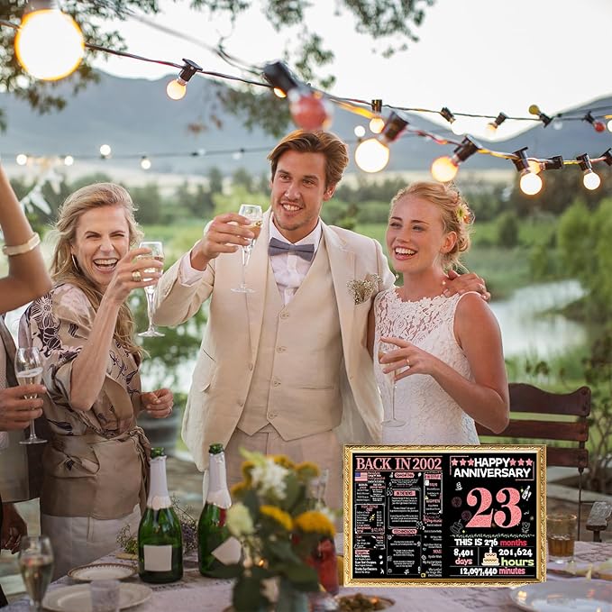 Joycard 23rd Anniversary Card for Women, Wedding Card for Wife, Sweet Marriage Decorations Gifts for Couple, Perfect for Her on Anniversary Day, Back in 2002
