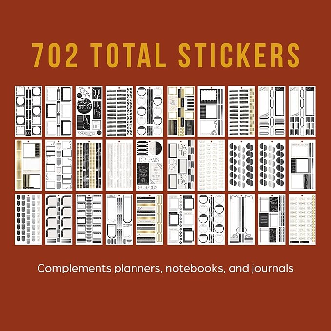 Happy Planner Sticker Pack for Calendars, Journals, and Planners, Easy-Peel Stickers and Scrapbook Accessories, Classic Size, Modern Impression, 30 Sheets, 702 Total Stickers