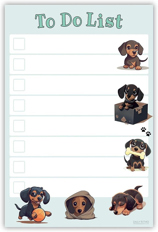 Dachshund Kawaii Sticky Notepad to Do List | Weiner Dog Lover Gifts for Women | Office School Supply Sticky Notes 4"x6" 50 Pages