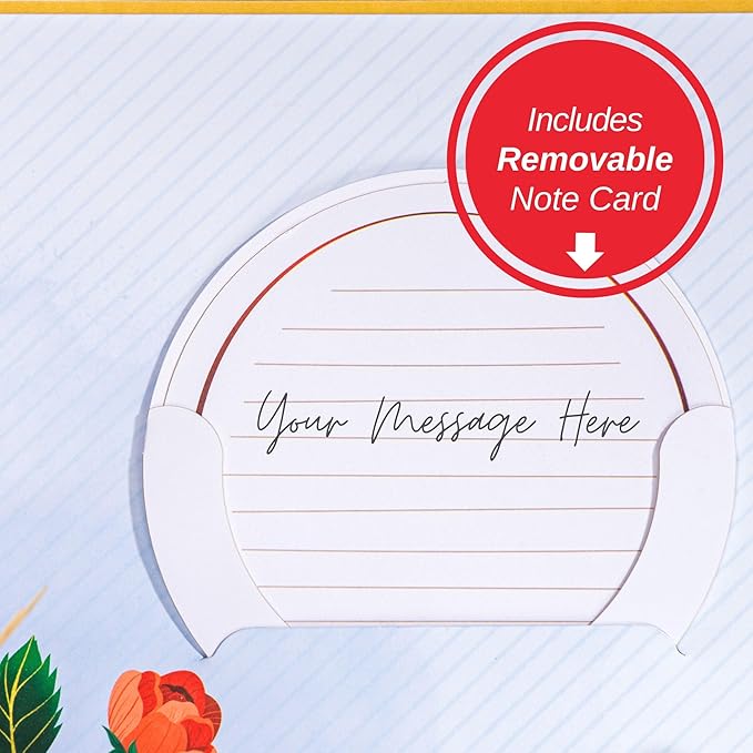 Paper Love 3D HugePop Red Roses Pop Up Card, with Detachable Paper Flower Bouquet, Gift For Birthday, Anniversary, All Occasion - Jumbo 10" x 14" Cards - Includes Envelope and Note