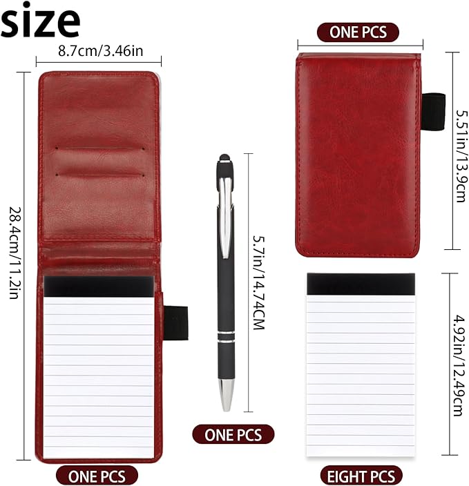 Camelmother 10 Pieces Small Notepad Holder Set Pocket Notebook 3 x 5 Inch with Pen (brown Small Notepad)