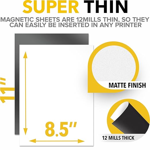 X-bet MAGNET Inkjet-Optimized Printable Magnetic Sheets - 8.5x11 Magnet Paper for DIY Stickers, Decorations, Labels - Easy to Print, Cut & Create Your Own Magnets (Matte, 3pcs)