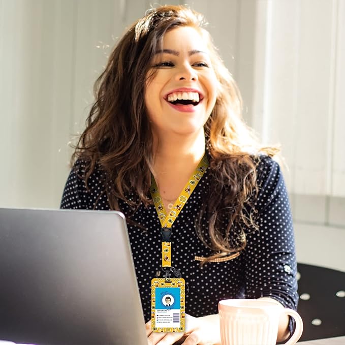 Cute Bee Kind Lanyards for Id Badges, Retractable ID Badge Holder with Detachable Lanyard, Fashionable Badge Reel Heavy Duty with 360 Degrees Rotate Carabiner Clip, Nurse Teacher Office Gifts