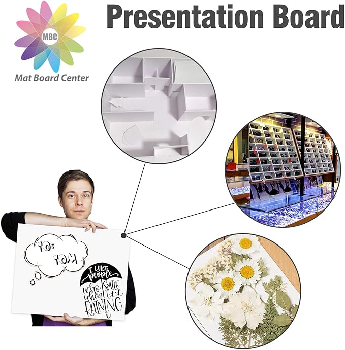 Mat Board Center, Pack of 10 Acid-Free Foam Boards, 18x24 inch White Foam Boards, 1/8" Thick