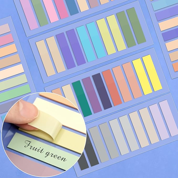 SIQUK 4200 Pieces Sticky Tabs for Annotating Books Tabs Morandi Sticky Flags Clear Transparent Page Markers Strip Page Flags Colored Tabs Writable and Repositionable Book Annotation Tabs