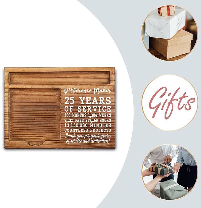 25th Work Anniversary Sticky Note Holder, Thank You Appreciation 25 Year Work Anniversary Decor Gifts for Women, Employee, Him, Her, Happy 25th Work Anniversary Self-Stick Note Pad Holders GSH28