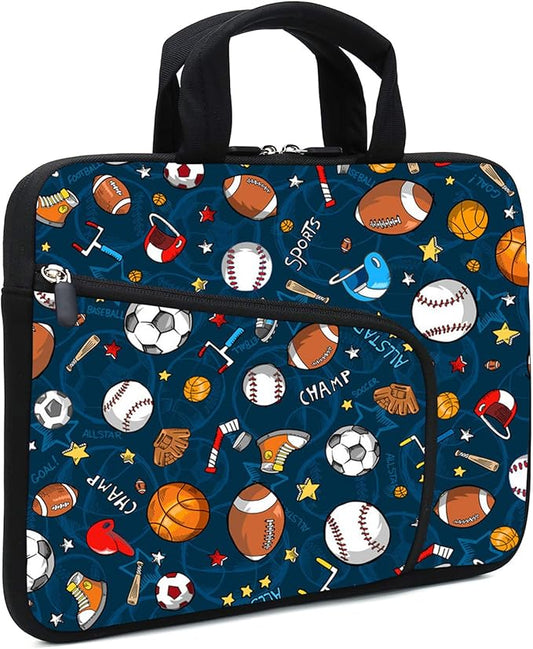 11.6" 12.2 inches Laptop Sleeve Chromebook Case Ultrabook Case Notebook Sleeve Tablet Case Neoprene Handle Sleeve for Men Women, Two Pockets Fit Apple MacBook Air Samsung Acer HP DELL(Ball)
