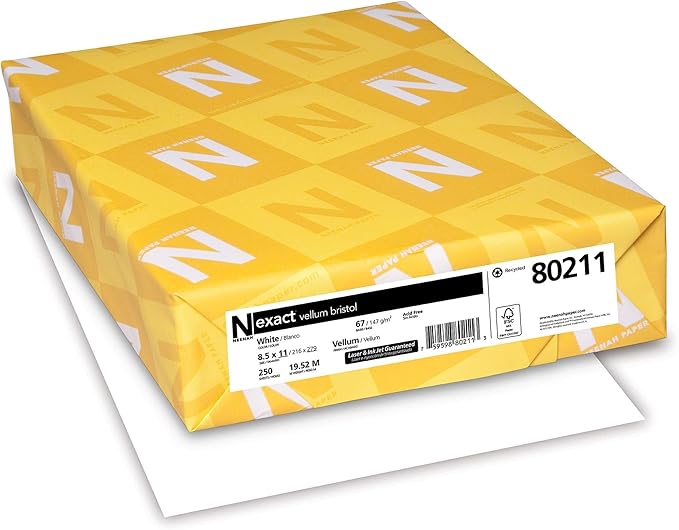 Neenah Exact Vellum Bristol Cardstock, 8.5" x 11", 67 lb/147 GSM, Blue, 250 Sheets (Pack of 1) (81328)
