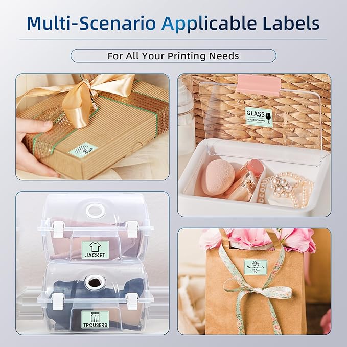 Phomemo Thermal Labels for M110/M120/M220/M150/M250/M221 Label Maker, Self-Adhesive Thermal Label 1.57"x1.18"(40x30mm),230 Labels/Roll, for Barcode,Address, Name, Small Bussiness and Home Use,Green