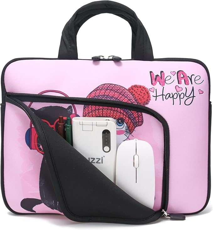 11.6 12 12.5 inch Laptop Sleeve Chromebook Case Ultrabook Case Notebook Sleeve Tablet Case Neoprene Handle Sleeve for Men Women, Two Pockets Fit Apple MacBook Air Samsung Acer HP DELL (Cute Cats)