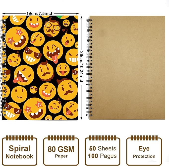 MAXCURY Blank Sheet Music Composition Manuscript Staff Paper Art Music Notebook Black 100 Pages 26x19cm (FunnyEmojis/Black)