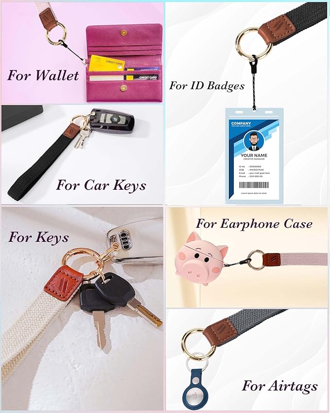 Key Chain, Stretchy Keychain Wristlet, Cute Wrist Lanyard Strap for Car Keys with D Ring for Women Men (Fish - BlueGrey)
