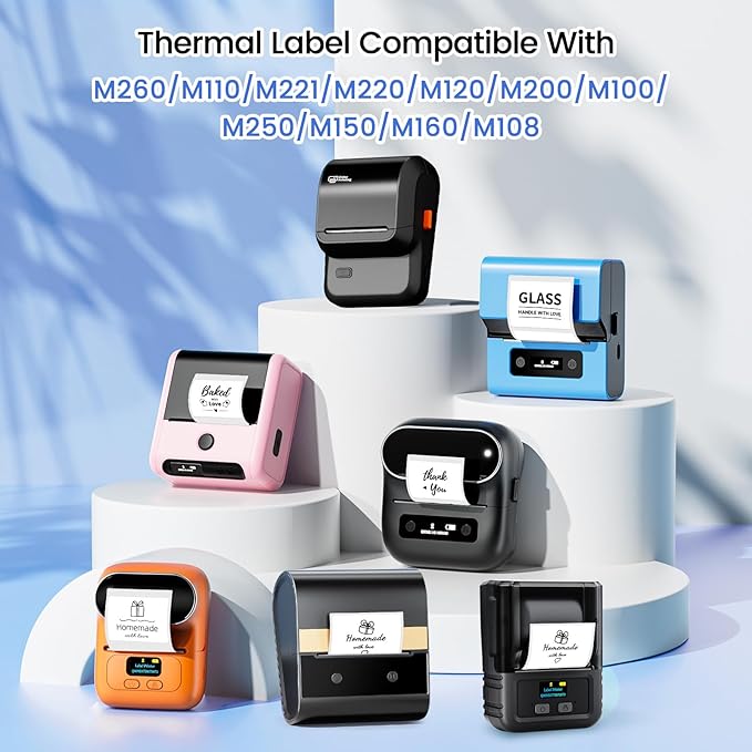 Square Thermal Label Compatible with M100/M110/M120/M260/M220/M150, 1.57'' x 1.18'' (40 x 30 mm), Sticker Thermal Label for Logo/Gift Labels/Thank You Label/Small Business/,230 Labels/Roll