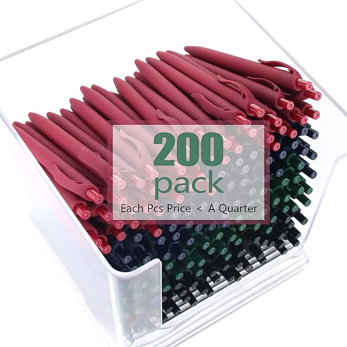 deegtran Pens Bulk, 200 Pack No Bleed Green Barrel Click Pens, Wholesale Retractable Ballpoint Pens, Pens Medium Point, Smooth Ink Pens, 1.0MM Black Ink