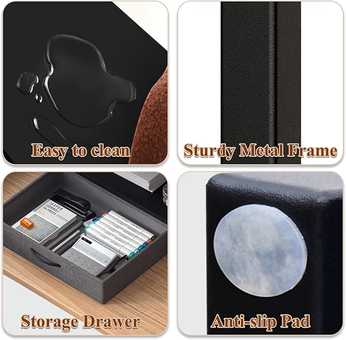 MARTY Printer Stand with Storage Drawer for Desk, 2-Tier Desktop Printer Stand Shelf Organzier for Home Office Printer Riser Under Desk Small Printer Table for Fax Machine Copier Scanner (Black)