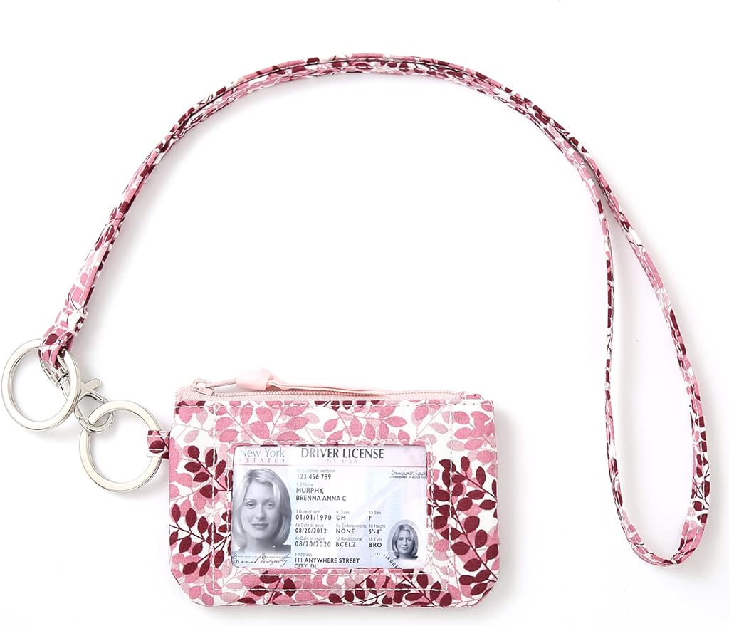 WONDERFUL FLOWER ID Holder with Lanyard and Keychain Wallet for Women