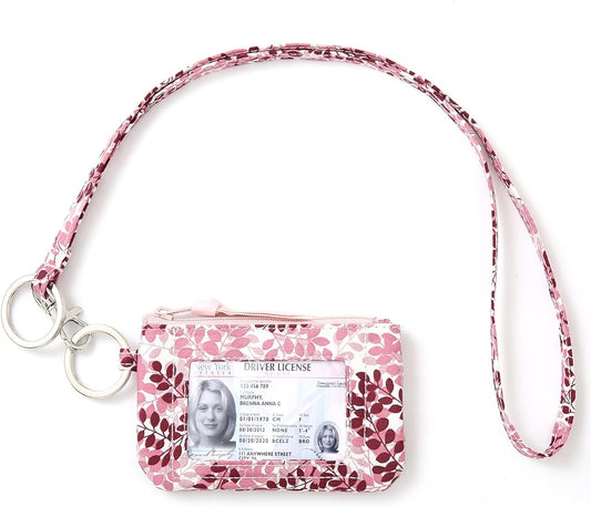 WONDERFUL FLOWER ID Holder with Lanyard and Keychain Wallet for Women