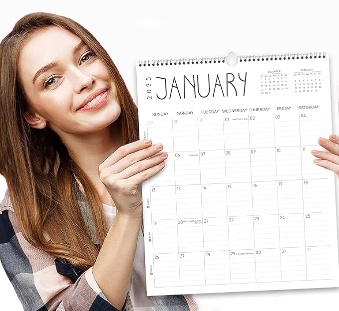Guasslee Wall Calendar 2025, 11.5" X 14" Vertical Wall Calendar 2025, 18-Month Desk/Wall Calendar Runs From 2025 Jan - 2026 Jun, Monthly Hanging Planner Spiral Bound For School Home Office Organizing