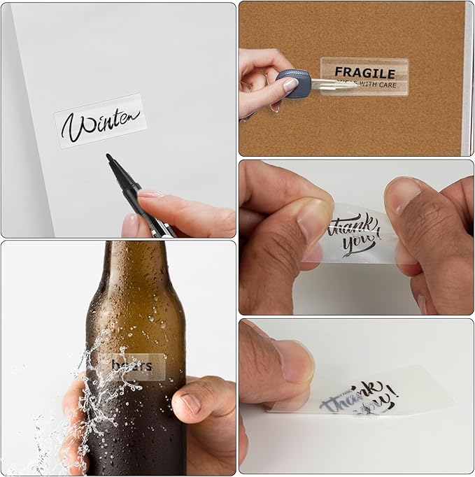 Transparent Thermal Labels 2 × 1 Inch Self Adhesive Printer Clear Stickers Vinyl Waterproof Roll Decals Rectangle Name Tag for Address Design DIY Logo Business 300 PCS