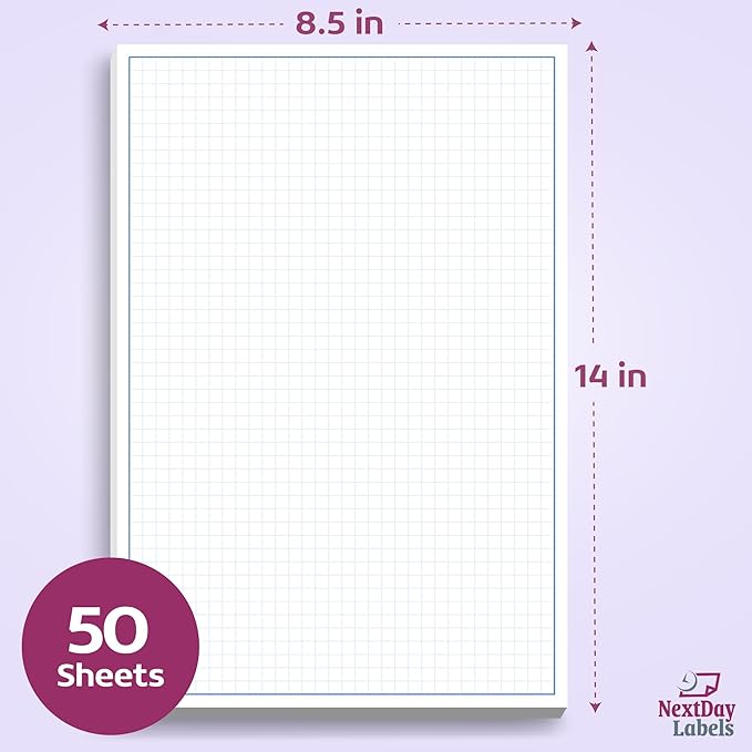 Graph Paper Pad for Blueprint Drawings, Drafting, Engineering Drawing, and Planning - Graph Paper 8.5x14 Blueprint Quadrille Grid Paper Pads with Blue Lines, High Brightness 50 Sheets (1-Pack)
