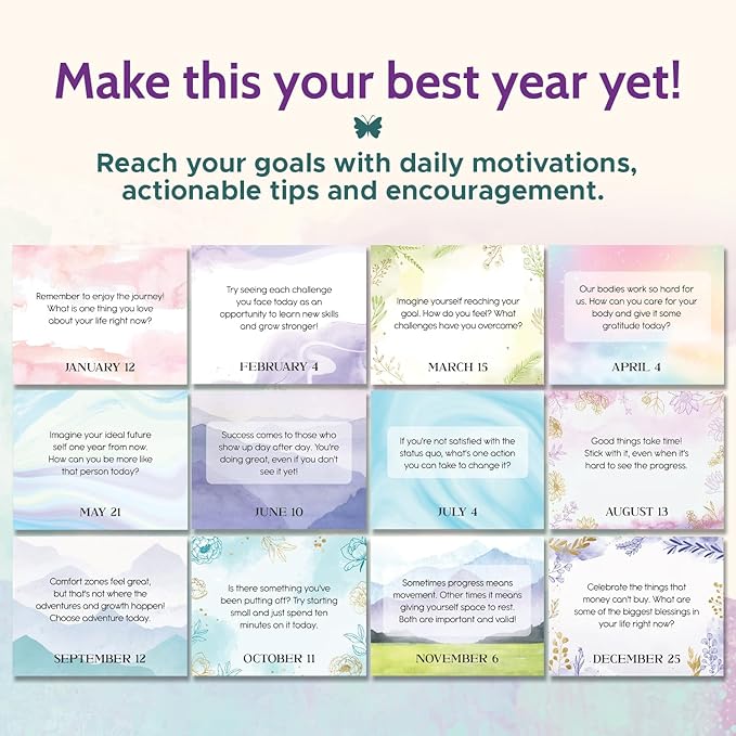Reach Your Goals Daily Desk Calendar - Motivational Gift and Positive Affirmations for Women - Perpetual Calendar, Cute Office Decor, Gratitude and Self Care Gifts for Women, Inspirational Desk Accessories
