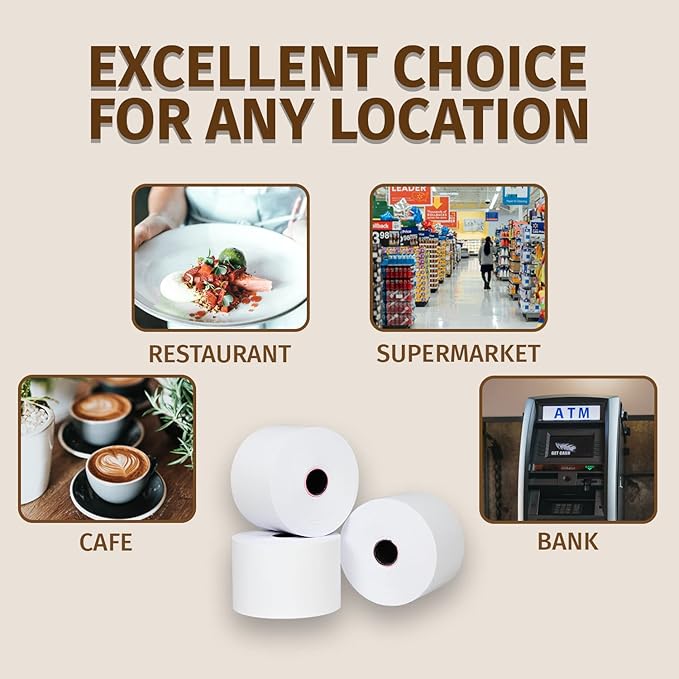 Gorilla Supply 2 1/4 in x 150 ft Bond Paper Rolls, 2.25" x 150' Adding Machine Tape, 1-Ply Receipt Paper Rolls for El-1750 1801 P23, BPA Free, 48 Rolls